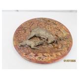 Bronze Elk attacked by Dogs 10" ARTEPETALICA Plate