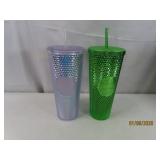 (2) New STARBUCKS 24oz Tumblers Green/Glazed $50+