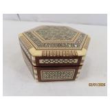 Mother of Pearl 4.5" Inricate Wooden Stash Box