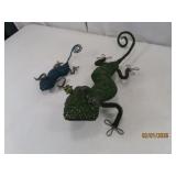 (2) 16"/7" Beaded MetalArt LIZARD type Art Figures