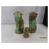 (3pc) PUMA Tiger Frankoma Pottery 7"/3" Figures