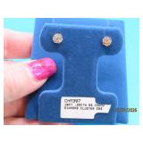 New 10kt Gold .25ctw Rd Diamond Cluster Earrings