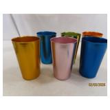 (6) MCM c1960s Aluminum 4.5" Cups Tumblers Colored