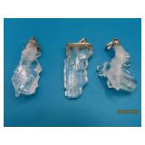 (3) Quartz Crystal & Sterling Pendants 1.5"ish