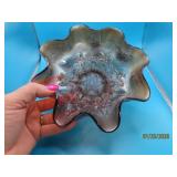 vintage 7.5" RibbonEdge Purple Carnival Bowl embos