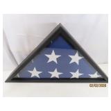 3x5 HD Cloth USA Flag in Wood/Glass Case EXC