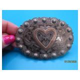 Rare VOGT Sterling Gold Belt Buckle HEART vtg 82g