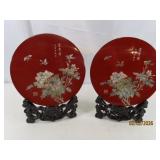(2) Chinese 8" MotherOfPearl Butterfly Laquer Rnds