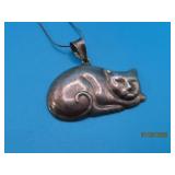 Sterling CAT 1.5" Pendant w/ 16" Necklace 7g