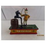 Cast Iron Mechanical Bank TRICK DOG c1990