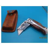 Pro CRAFTSMAN Wood Belt Clip Knife + Leather Sheah