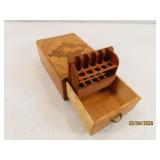 vintage Wooden Terrier Dog Inlay Cigarette Box 5"