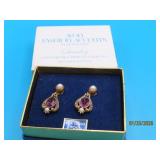 AVON 14kt Gold Post PurpleStone Earrings boxed