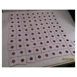 (92) 1950s asst sleeved Wheat US Pennies Coins