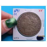 1891 cc Carson City Morgan Silver Dollar Coin