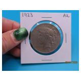 1923 PEACE Silver Dollar US Coin AU