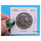 1963 Franklin Silver US Half Dollar Coin AU