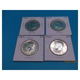 (4) 1964 silver Kennedy AU Half Dollar Coins