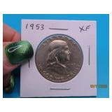 1953 Franklin Silver US Half Dollar Coin XF