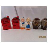 (3) Pottery vtg Salt Pepper Sets BARN~Kissing~CAN