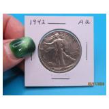 1942 Walking Liberty Half Dollar Silver US Coin AU