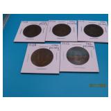 (5) 1911~1932 Foreign ONE CENT Coins