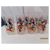8pc MICKEY MOUSE Cartoon Glass SET c1980s EXC