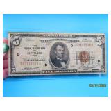 National Currency Cleveland OH $5 Bill