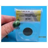 1991 "No Mint Mark"...Grease Struck Quarter XF45