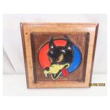 Wooden 7.5" Carved Wolf JERRY GARCIA Plaque colorz