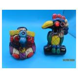 (2) Bird~Owl 3"ish Pottery Figural Whistles