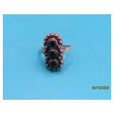 Sterling 3stack BlackStone sz6.25 Ring 3.8g