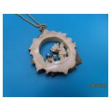 vtg 2" Bone Carved J LATTIA Pendant Alaska?