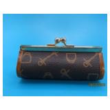L Vuitton Looking vtg 4.25" Coin Bag cliptop EXC
