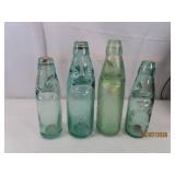 (4) Antique Marked Codd Neck Bottles 1800s