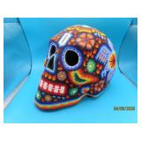 Amazing 8" Huichol Beaded Art SKULL Head Figure $
