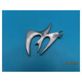 Swedish MCM Bird Pewter 1.5" Pendant HANDCRAFTER