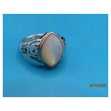 Sterling White Marquis MOP Cut sz8 Ring 4g