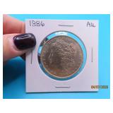 1886 Morgan US Silver Dollar Coin AU