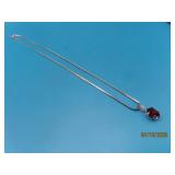 Sterling 9x7mm Ruby Pendant +17" Necklace 3.8g