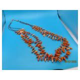 Stunning Orange Coral 24" Fetish Necklace 14ktgold