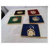 (5) US Treasury Mint Coin 24ktPlated Ornaments bxd