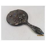antique 9.5" Art Nouveau Motif Hand beveled Mirror