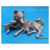 Pewter WOLF & PUPS 4.5" Sculpture by GREG NEELEY