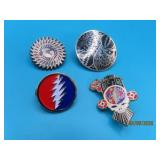 (4) GRATEFUL DEAD asst Pins Funky~Train~etc