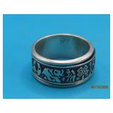 Sterling Mens13.25 GOOD LUCK Spinner Ring #13 12g
