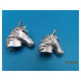 (2) PewterLike 1"ish HorseHead Pins blue eyed