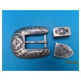 Sterling SW Pawn sdg 3pc Belt Buckle SET 33g