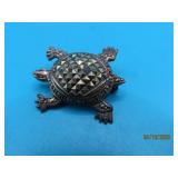 1" Sterling TURTLE Marcasite Pin 8g