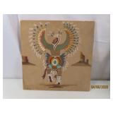 WAR DANCER by Frank 13" vtg Sandpainting SWest